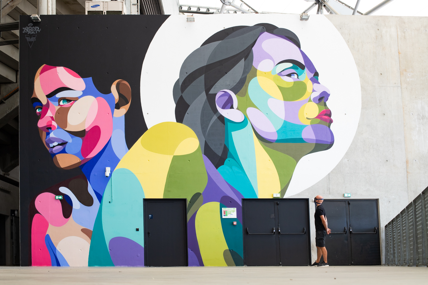 peinture street art alber pour offside gallery au stade de Lyon