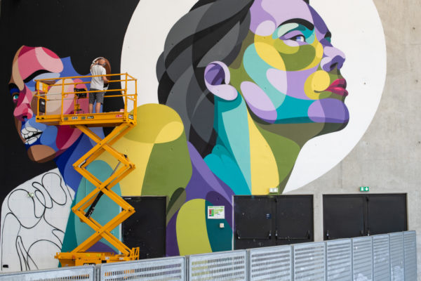 peinture street art alber pour offside gallery au stade de Lyon