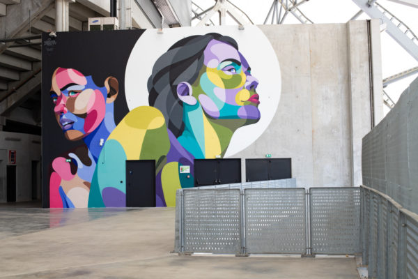 peinture street art alber pour offside gallery au stade de Lyon