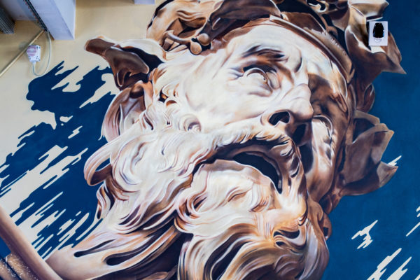 peinture street art piet rodriguez pour offside gallery au stade de Lyon
