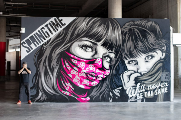 peinture street art rnst pour offside gallery au stade de Lyon