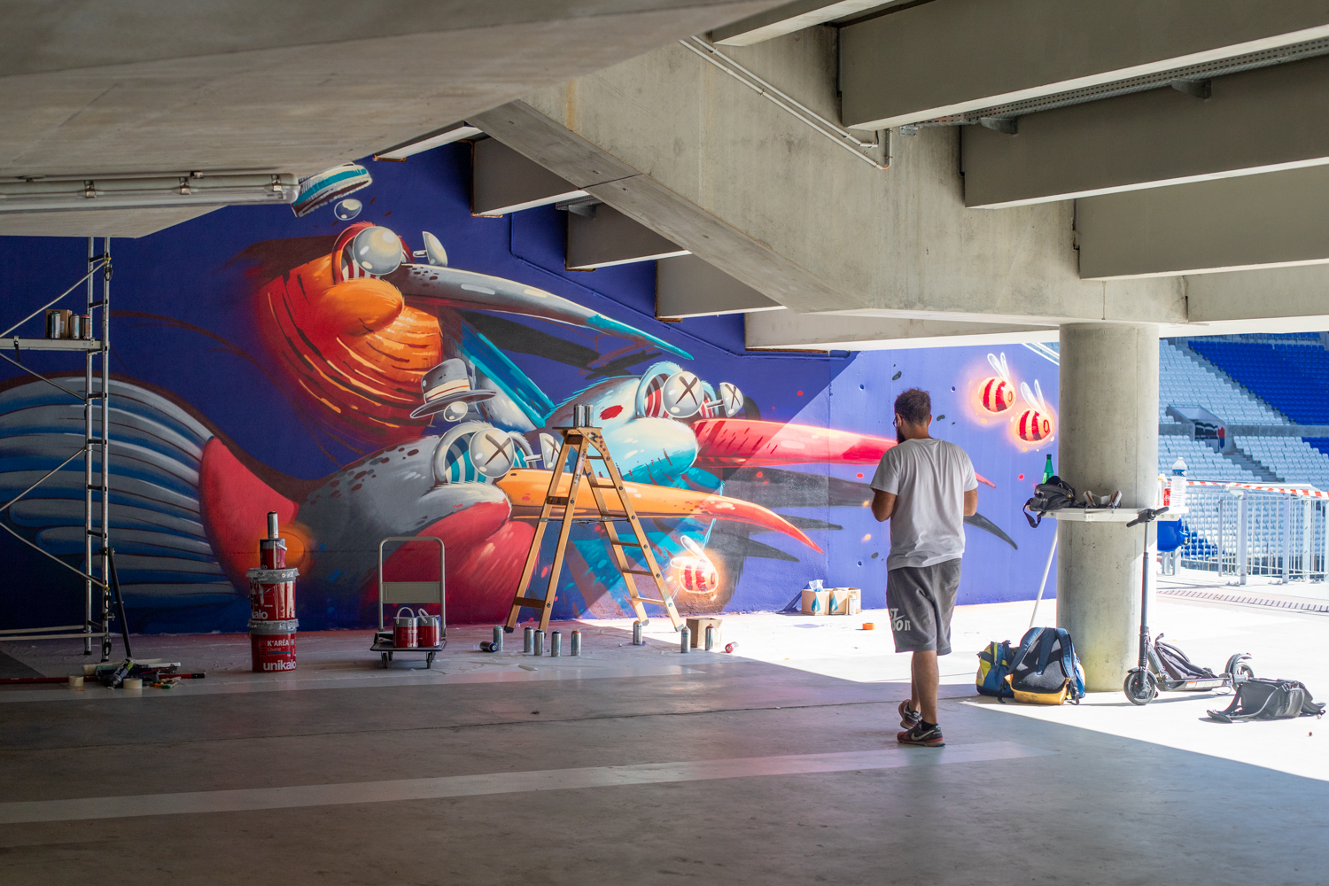 peinture street art stom500 pour offside gallery au stade de Lyon