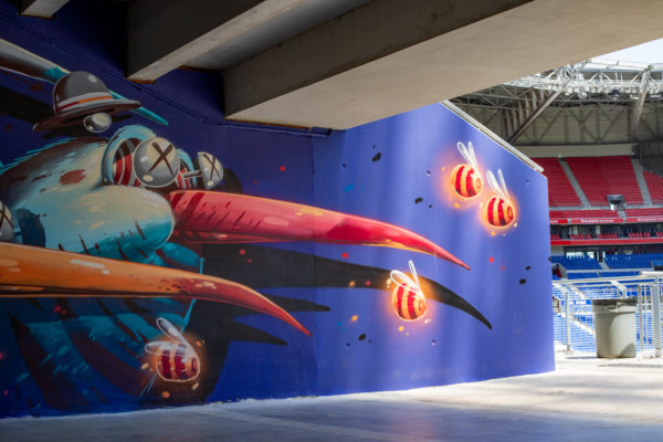peinture street art stom500 pour offside gallery au stade de Lyon